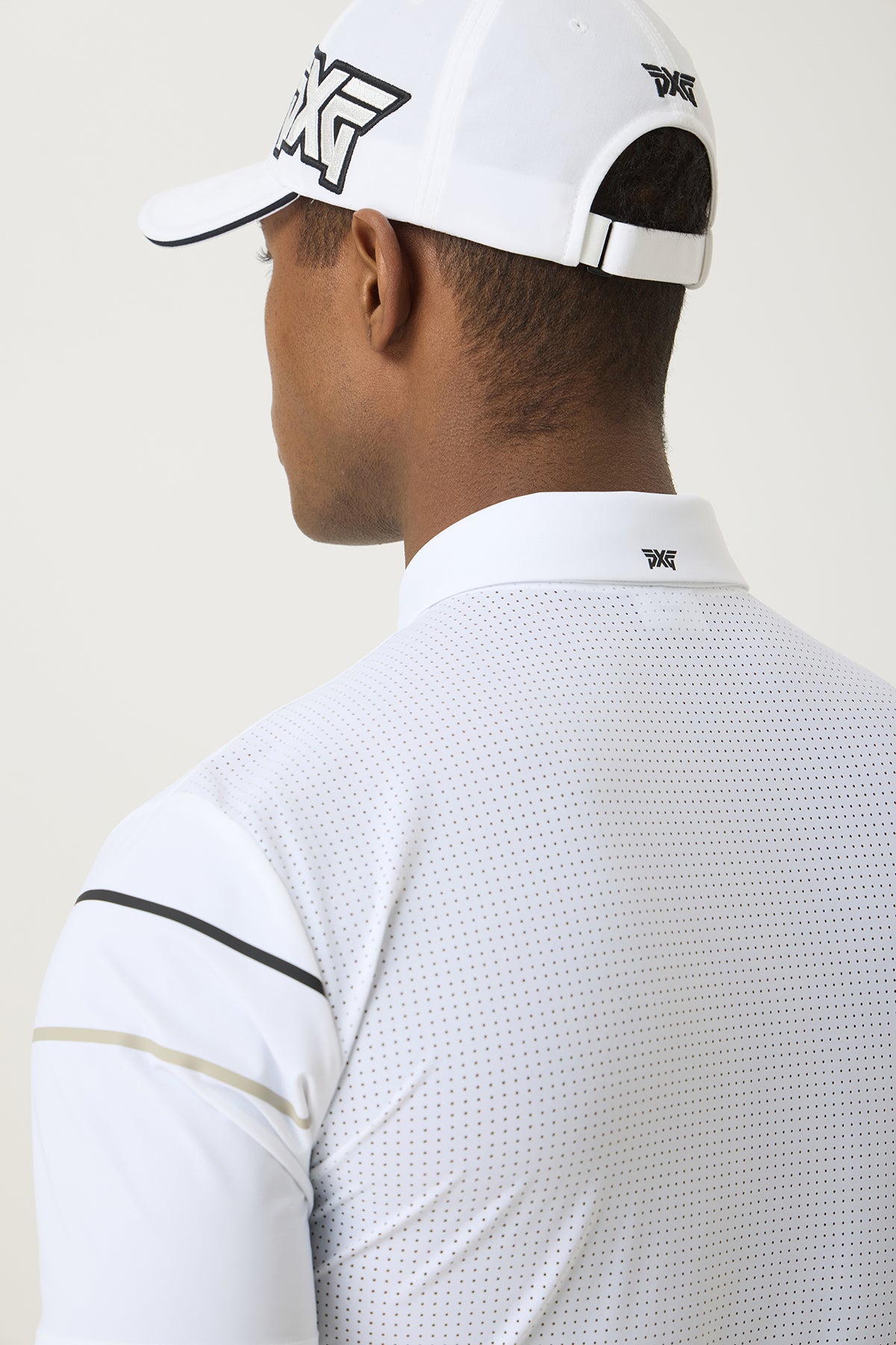 SUMMER COLOR LINE POINT PERFORATED COLLAR SHORT-SLEEVE