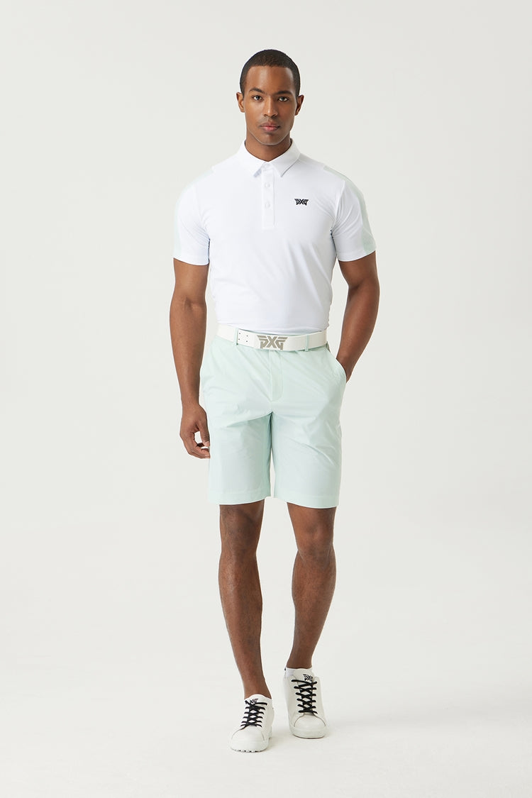 SUMMER COLOR POINT PERFORATED COLLAR SHORT-SLEEVE