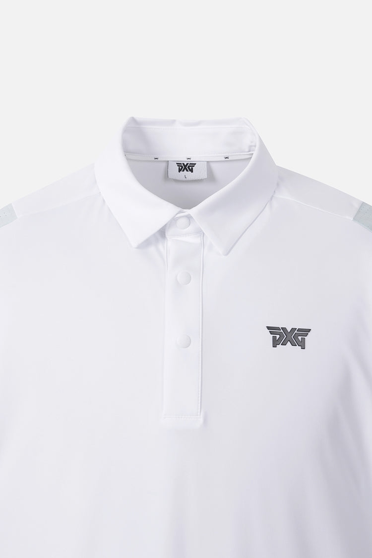 SUMMER COLOR POINT PERFORATED COLLAR SHORT-SLEEVE