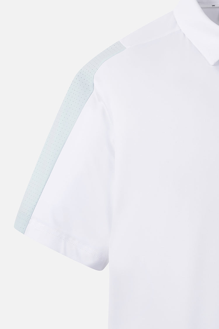 SUMMER COLOR POINT PERFORATED COLLAR SHORT-SLEEVE