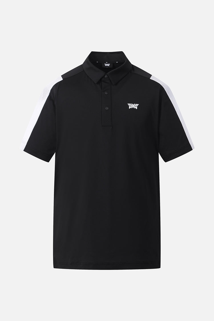 SUMMER COLOR POINT PERFORATED COLLAR SHORT-SLEEVE