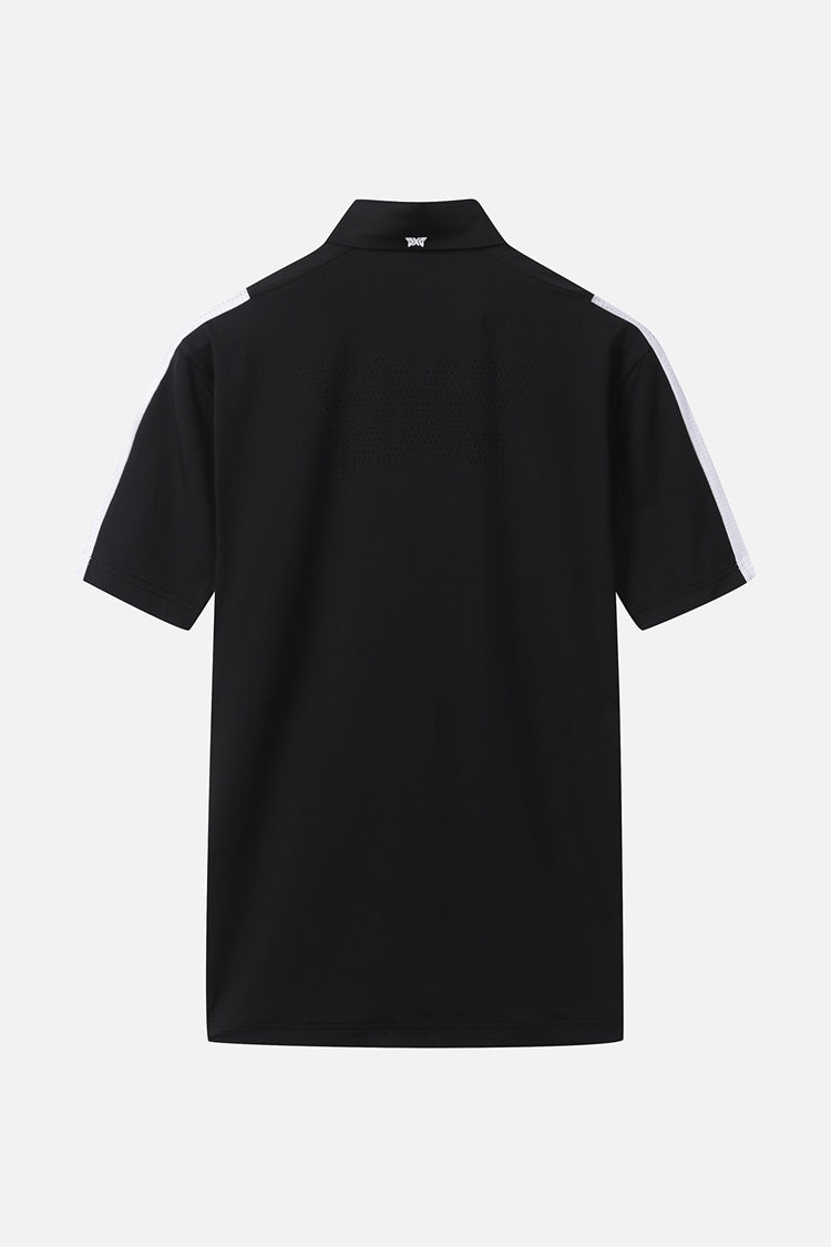 SUMMER COLOR POINT PERFORATED COLLAR SHORT-SLEEVE