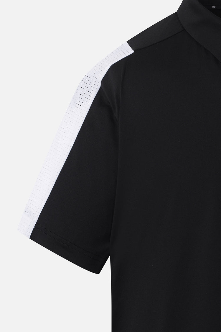 SUMMER COLOR POINT PERFORATED COLLAR SHORT-SLEEVE