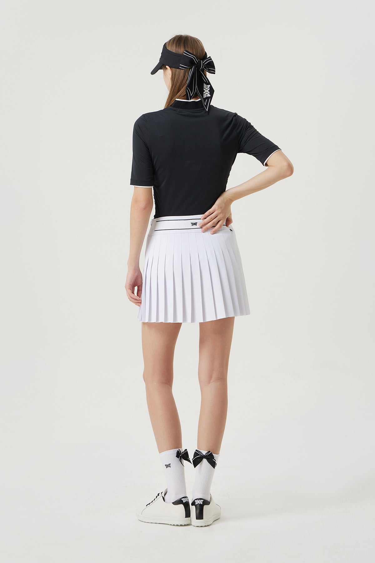 WOMENS SUMMER MOCK NECK SHIRRING SHORT-SLEEVE