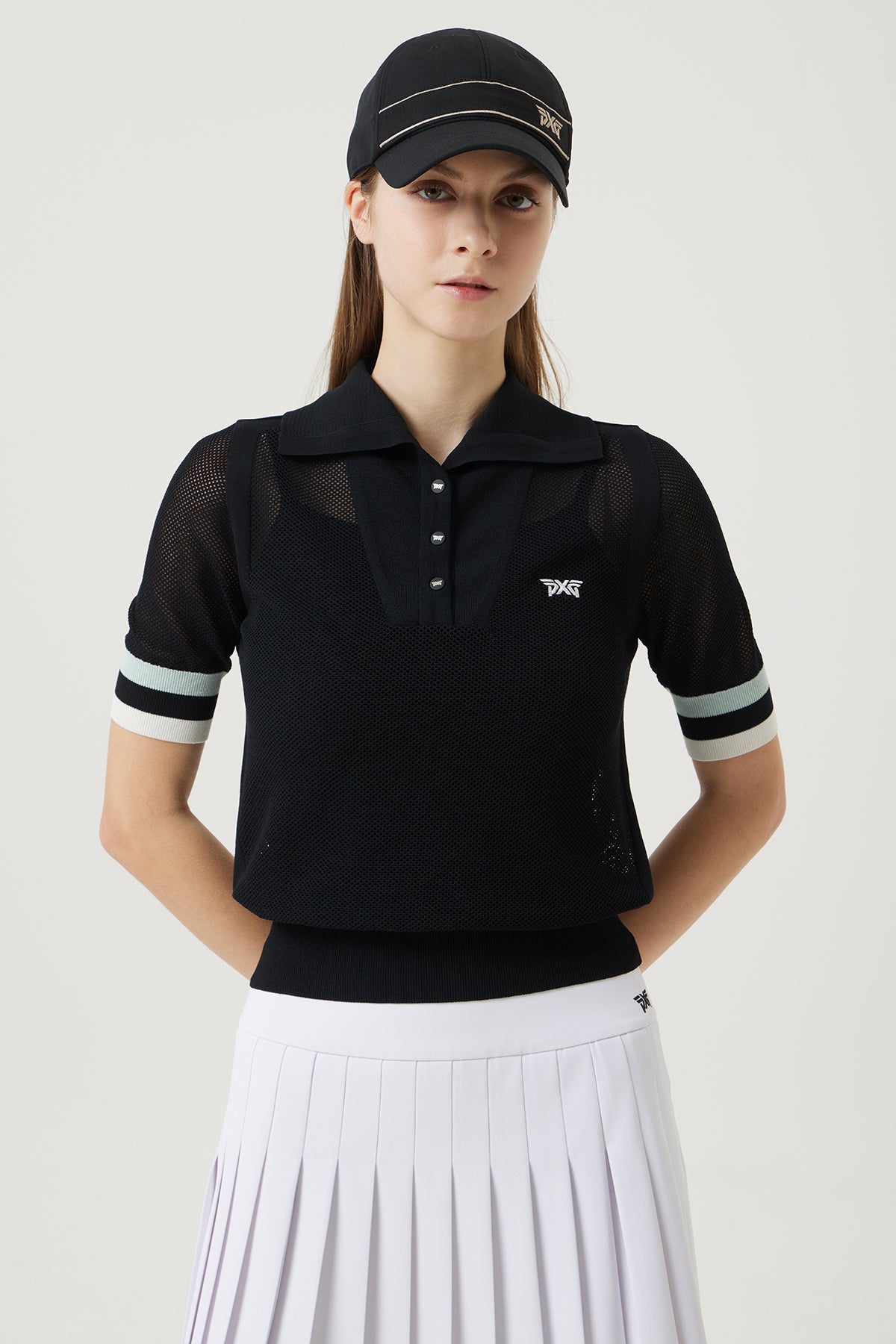 WOMENS SUMMER POINT COLLARED SHORT SLEEVE KNIT