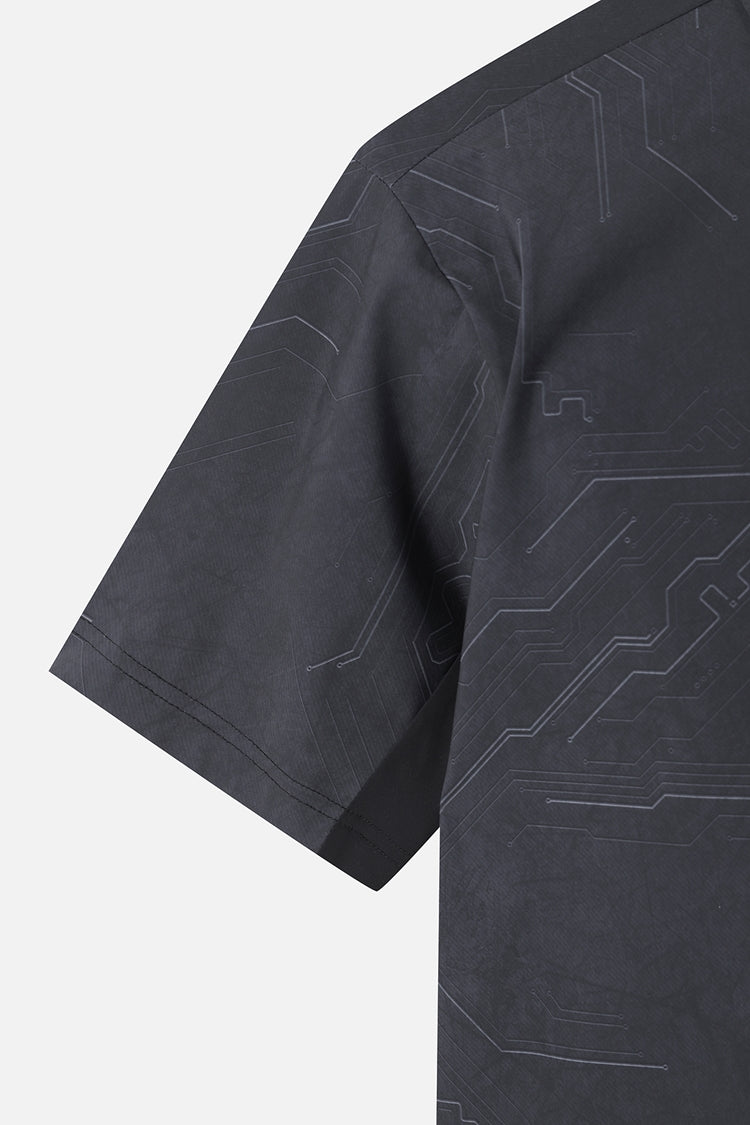 SUMMER PATTERN COLLAR SHORT-SLEEVE