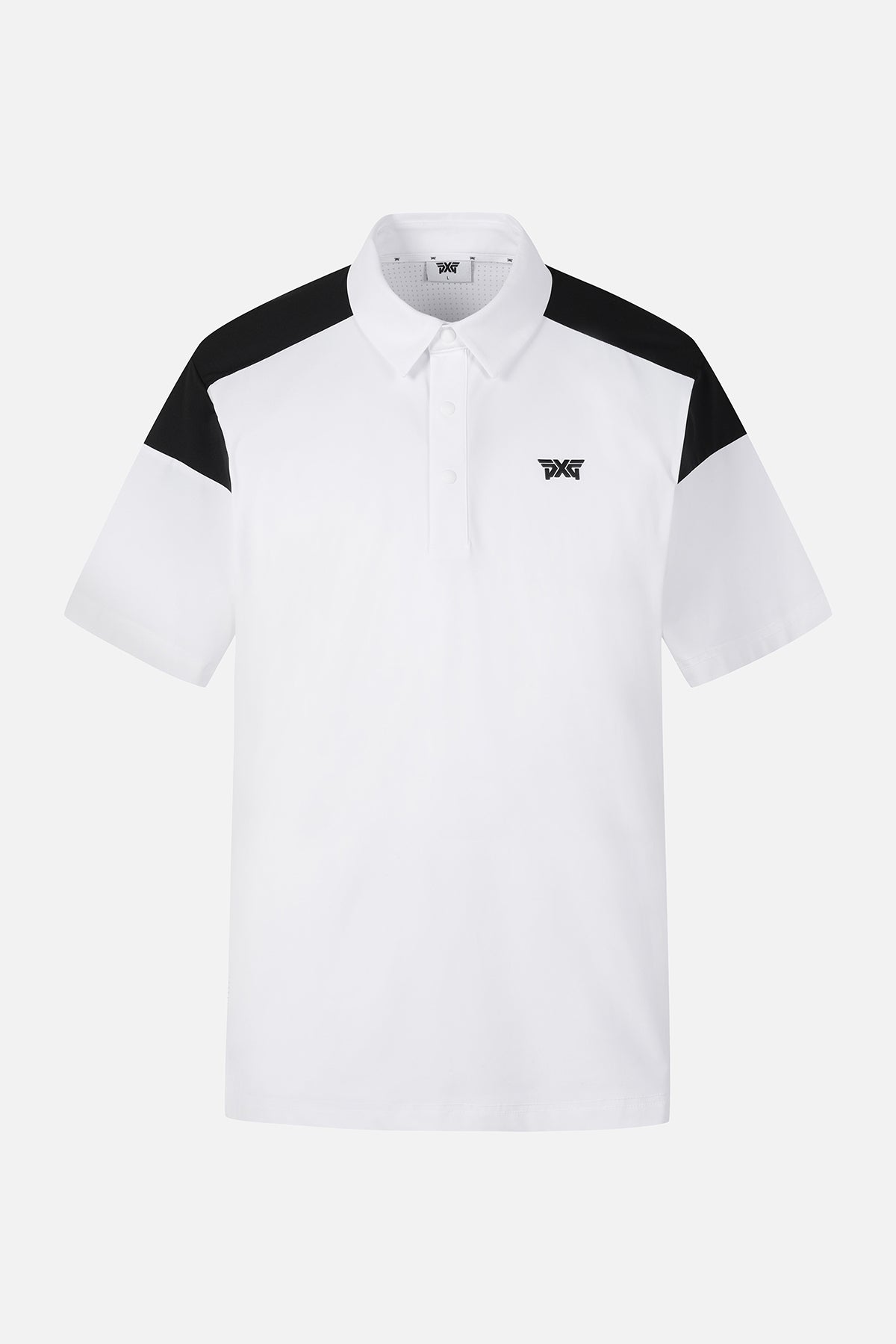 SUMMER COLOR BLOCKED PERFORATED COLLAR SHORT-SLEEVE
