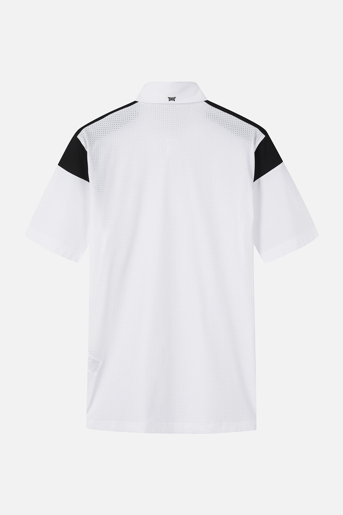 SUMMER COLOR BLOCKED PERFORATED COLLAR SHORT-SLEEVE