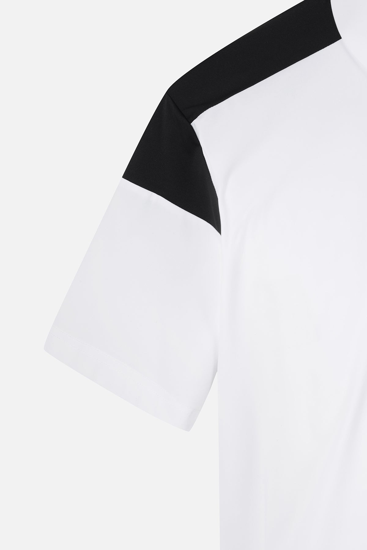 SUMMER COLOR BLOCKED PERFORATED COLLAR SHORT-SLEEVE