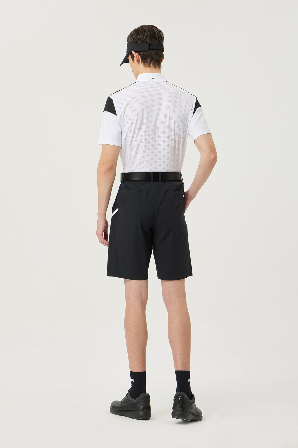 SUMMER COLOR BLOCKED PERFORATED COLLAR SHORT-SLEEVE