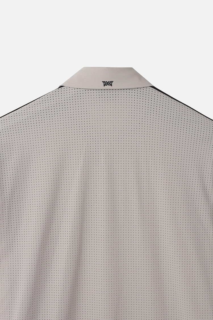SUMMER COLOR BLOCKED PERFORATED COLLAR SHORT-SLEEVE