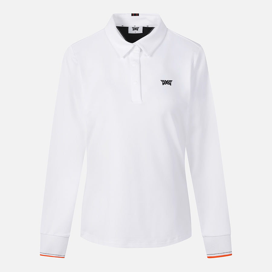 WOMENS BUTTON COLLAR LONG-SLEEVE