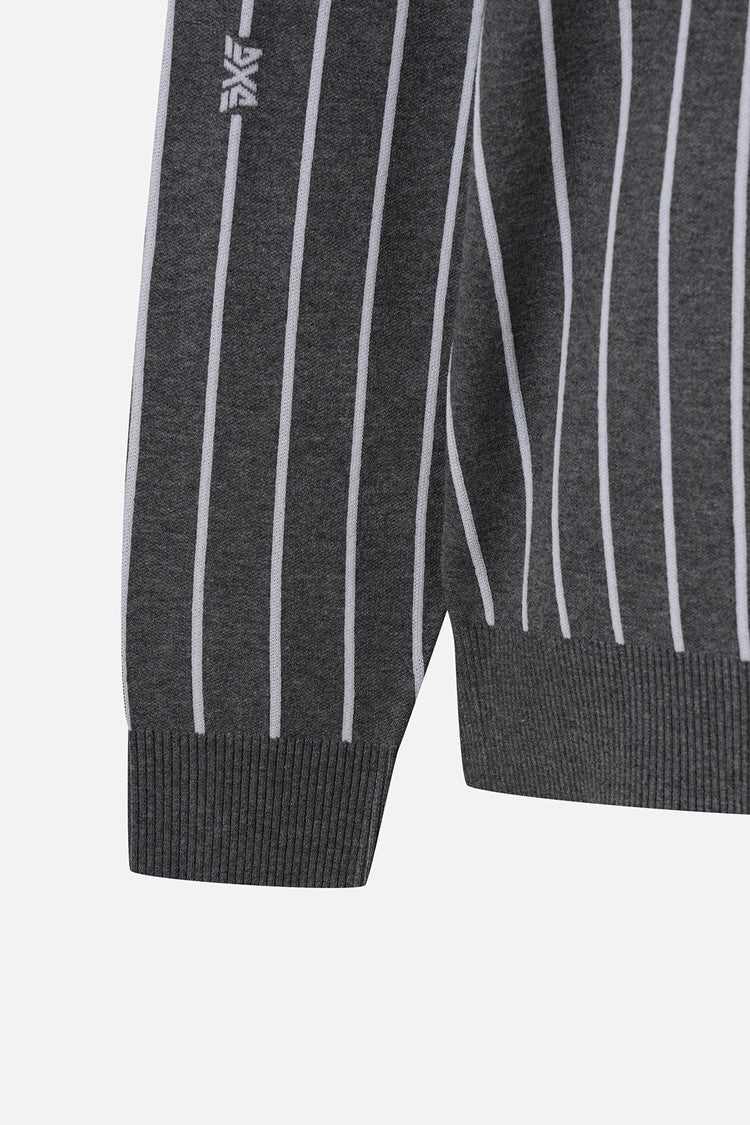 MNS STRIPE PATTERN COLLAR-LAYERED SWEATER