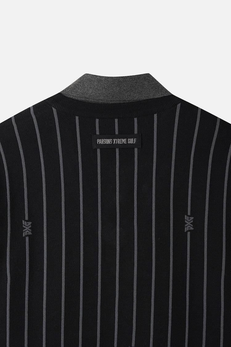 MNS STRIPE PATTERN COLLAR-LAYERED SWEATER