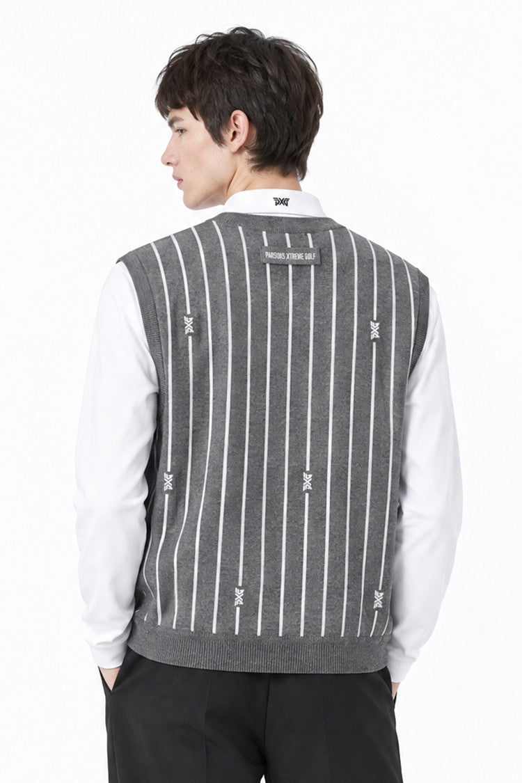 MNS STRIPE PATTERN SWEATER VEST