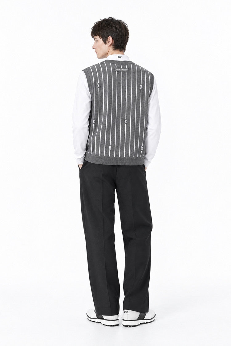 MNS STRIPE PATTERN SWEATER VEST
