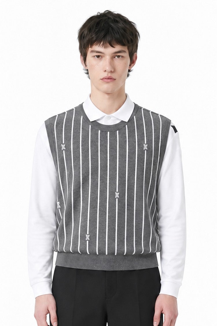 MNS STRIPE PATTERN SWEATER VEST
