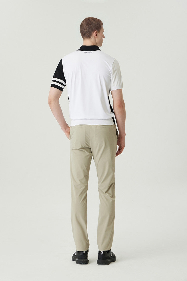 MNS COLOR BLOCKED KNIT HYBRID COLLAR SS