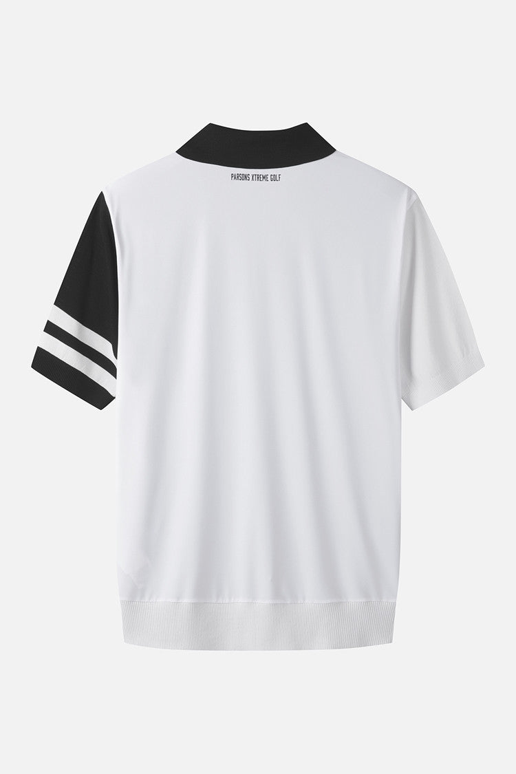 MNS COLOR BLOCKED KNIT HYBRID COLLAR SS