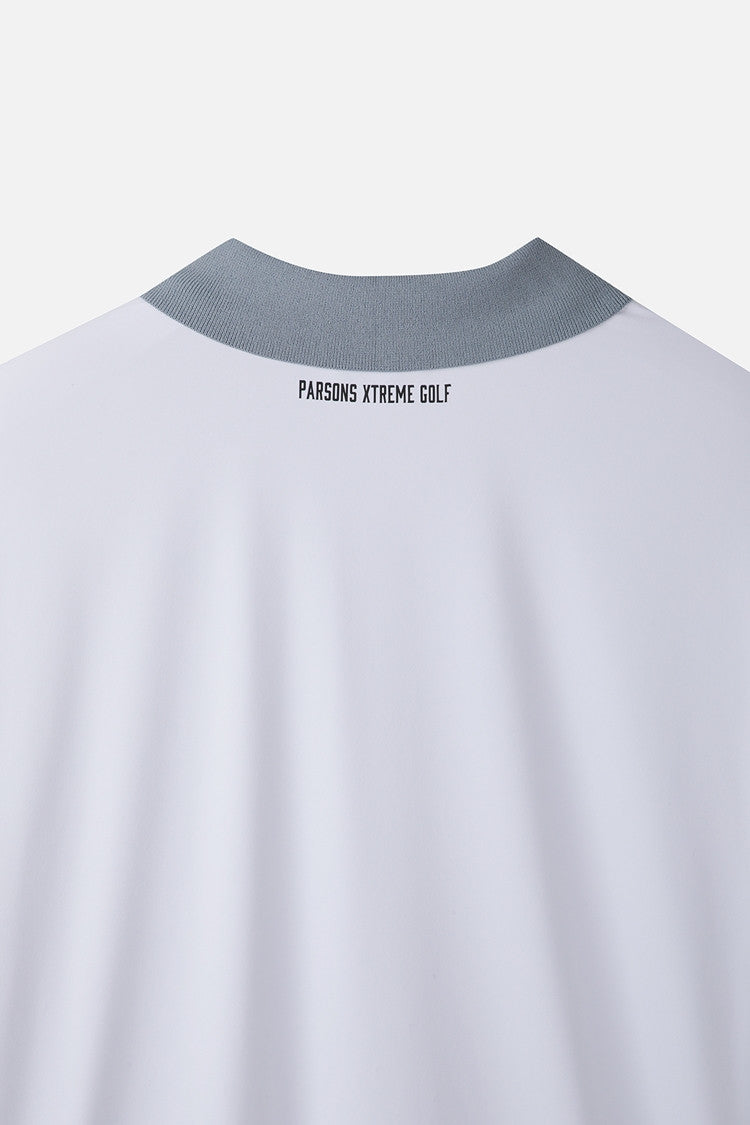 MNS COLOR BLOCKED KNIT HYBRID COLLAR SS