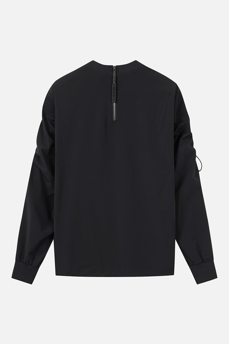 WMNS WOVEN ROUND NECK LS
